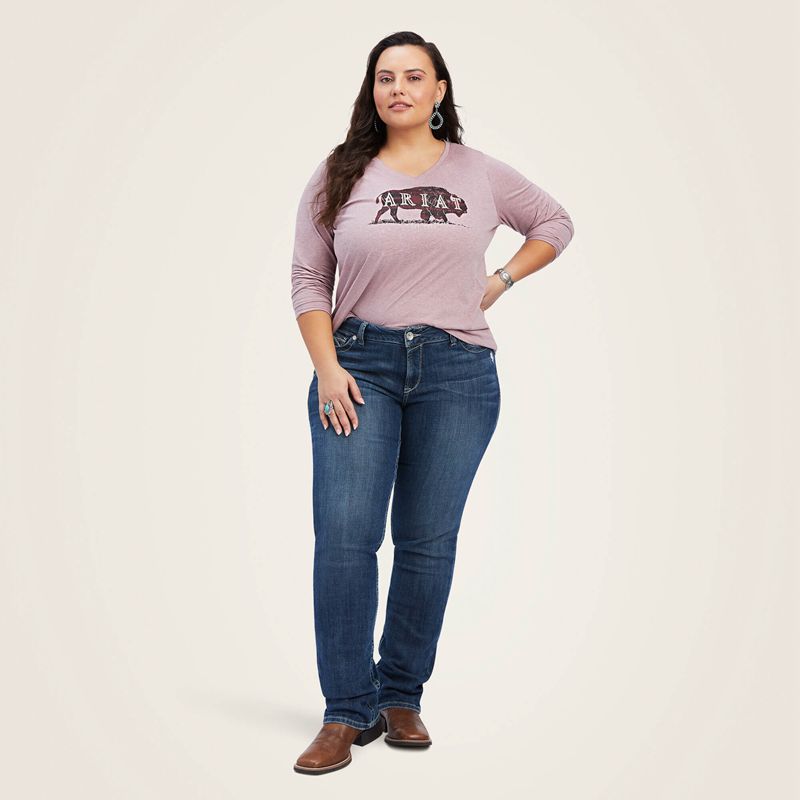 Ariat Real Chest Logo Relaxed Tee Rose Femme | MWG-98402393