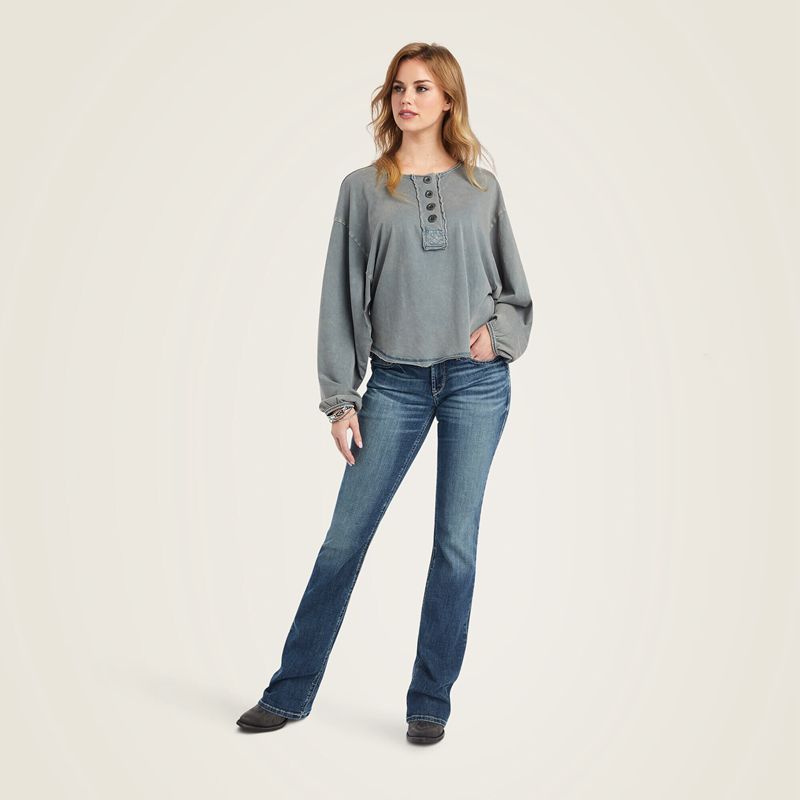 Ariat Pinon Henley Top Bleu Marine Femme | ZCS-28170204