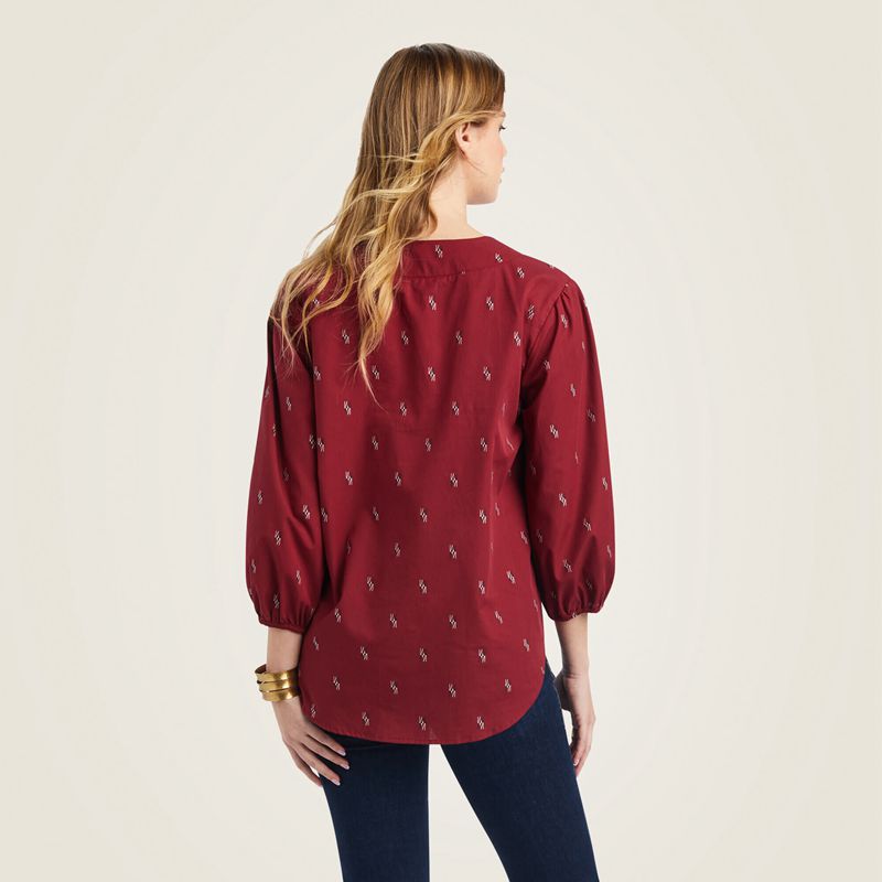 Ariat Peasant Top Chimayo Blouse Chimayo Dobby Femme | GHK-36652611