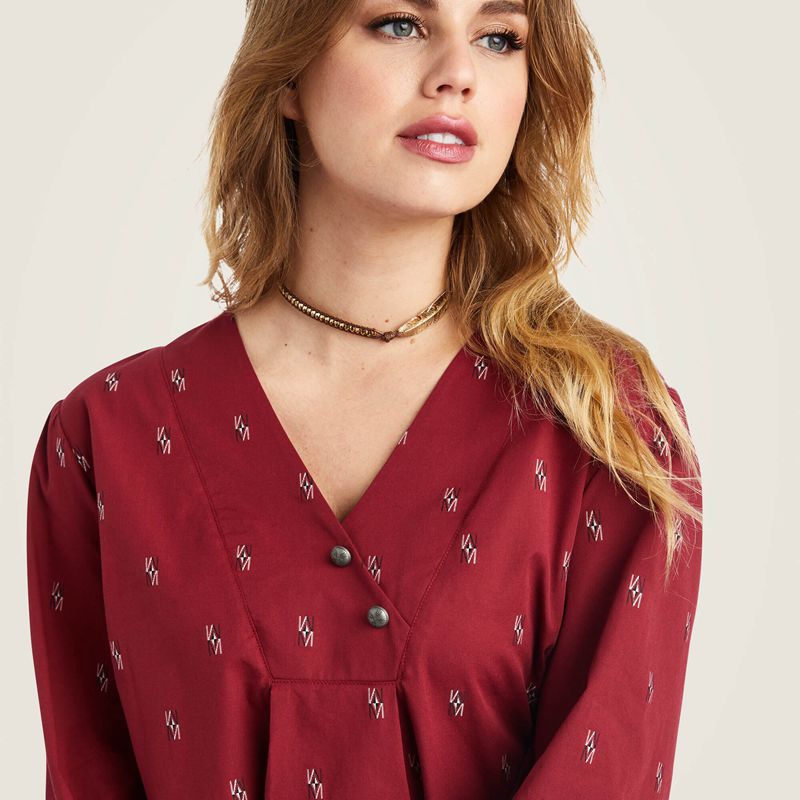 Ariat Peasant Top Chimayo Blouse Chimayo Dobby Femme | GHK-36652611