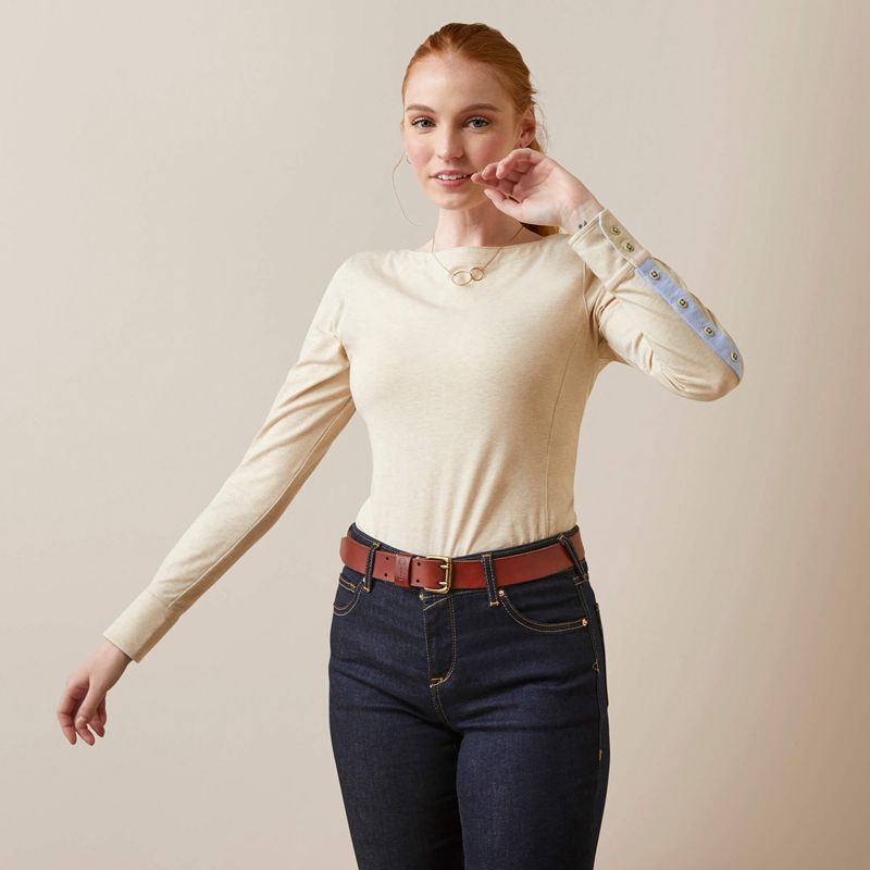 Ariat Olema Top Oatmeal Heather Femme | OQJ-34952259