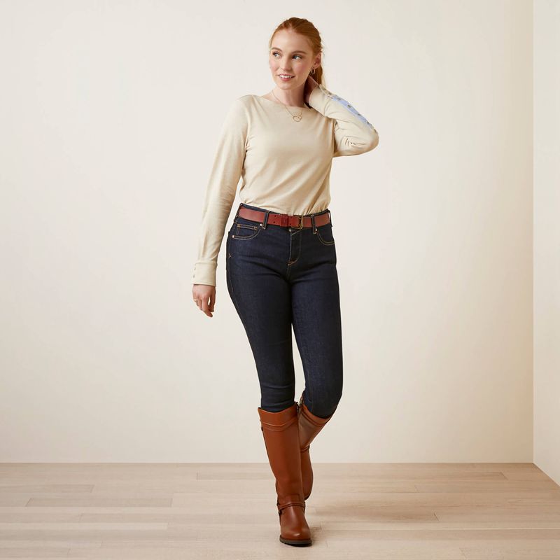 Ariat Olema Top Oatmeal Heather Femme | OQJ-34952259