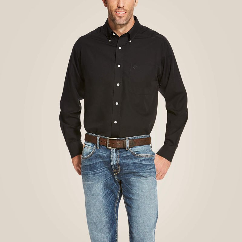 Ariat Wrinkle Free Solid Shirt Noir Homme | OPG-33654421