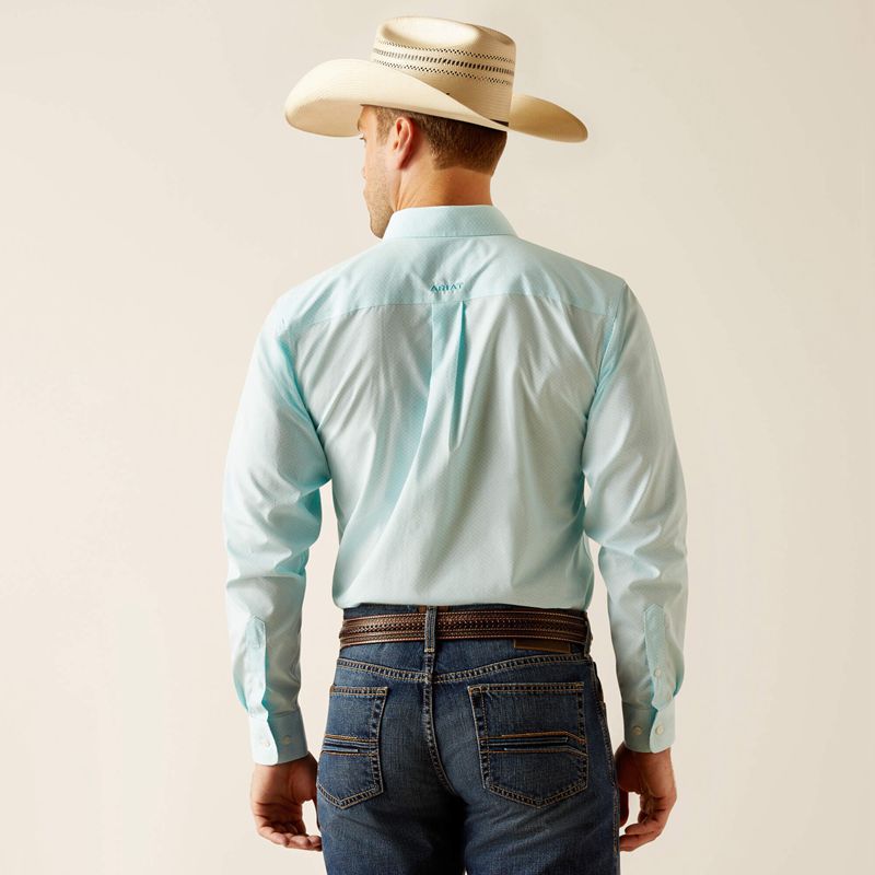 Ariat Wrinkle Free Shepard Fitted Shirt Bleu Homme | NQQ-19015501