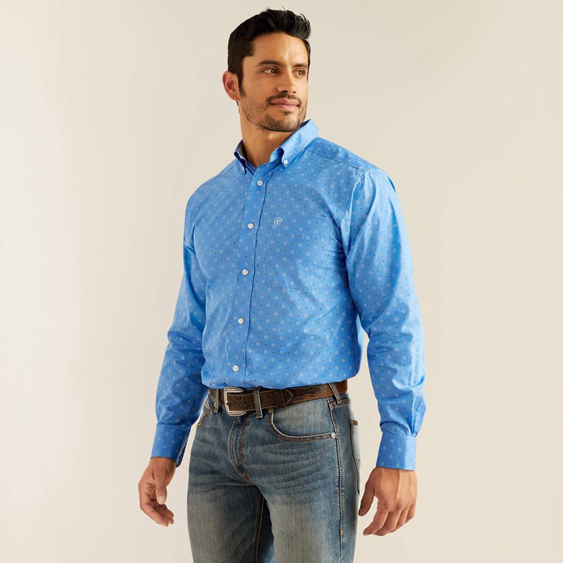 Ariat Wrinkle Free Russel Fitted Shirt Regatta Homme | MDM-66744575