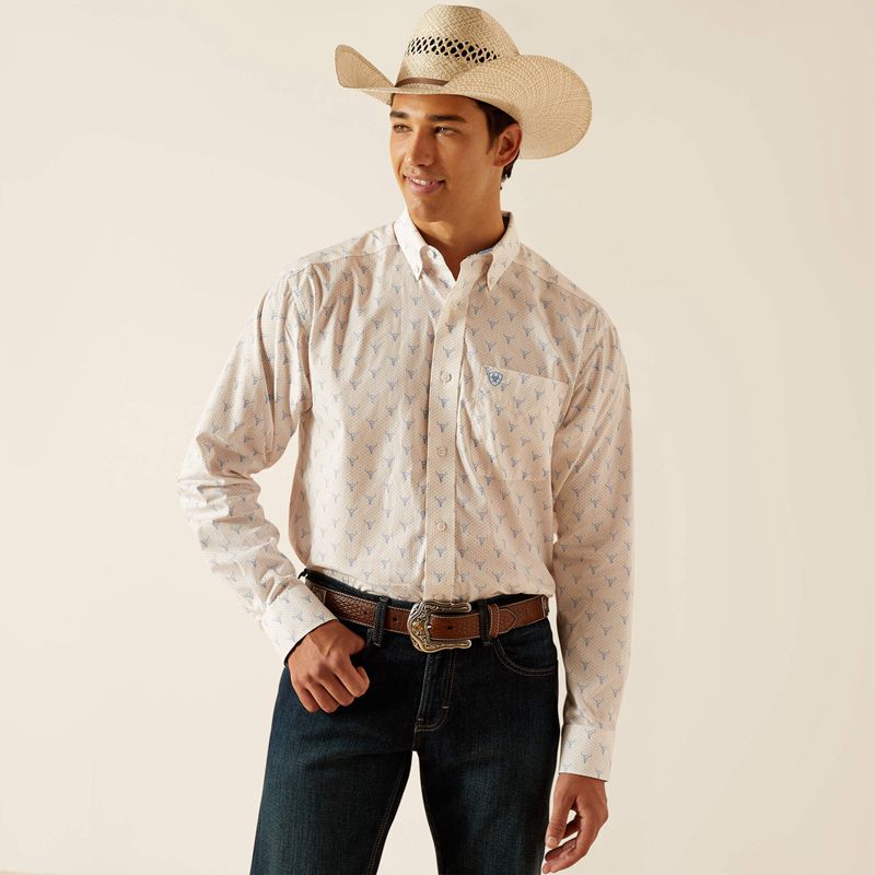 Ariat Wrinkle Free Ridge Classic Fit Shirt Blanche Homme | YUV-27153430