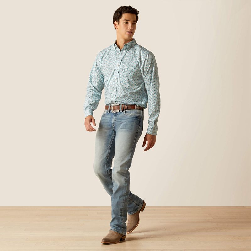 Ariat Wrinkle Free Kellen Fitted Shirt Bleu Homme | KET-12095505