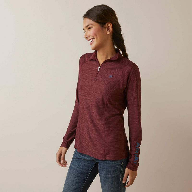 Ariat Laguna 1/4 Zip Top Tawny Port Femme | ERR-19639408