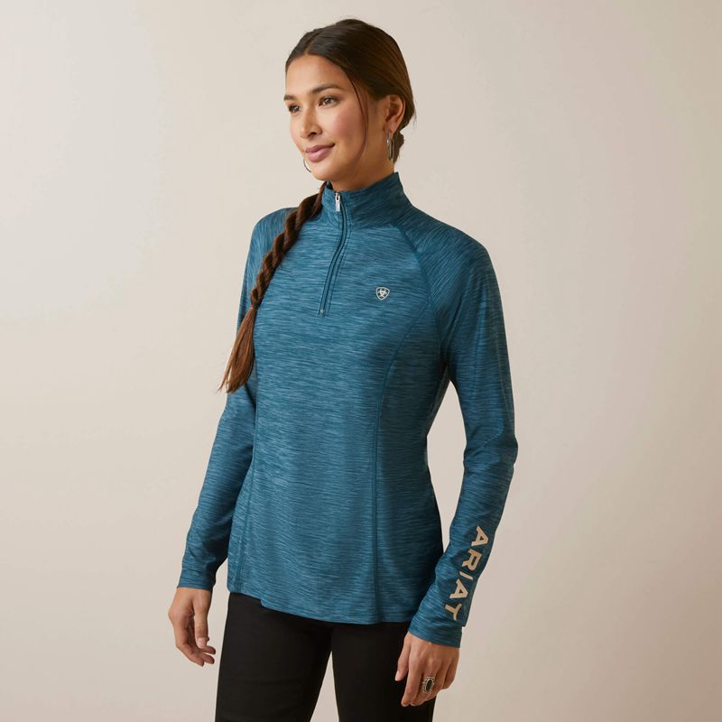 Ariat Laguna 1/4 Zip Top Reflecting Pond Femme | IUB-82331593