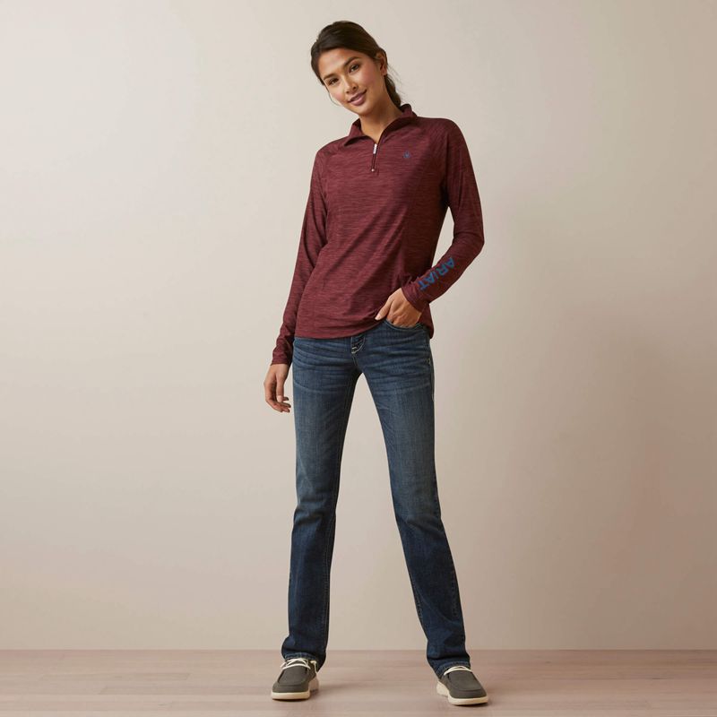 Ariat Laguna 1/4 Zip Top Tawny Port Femme | ERR-19639408