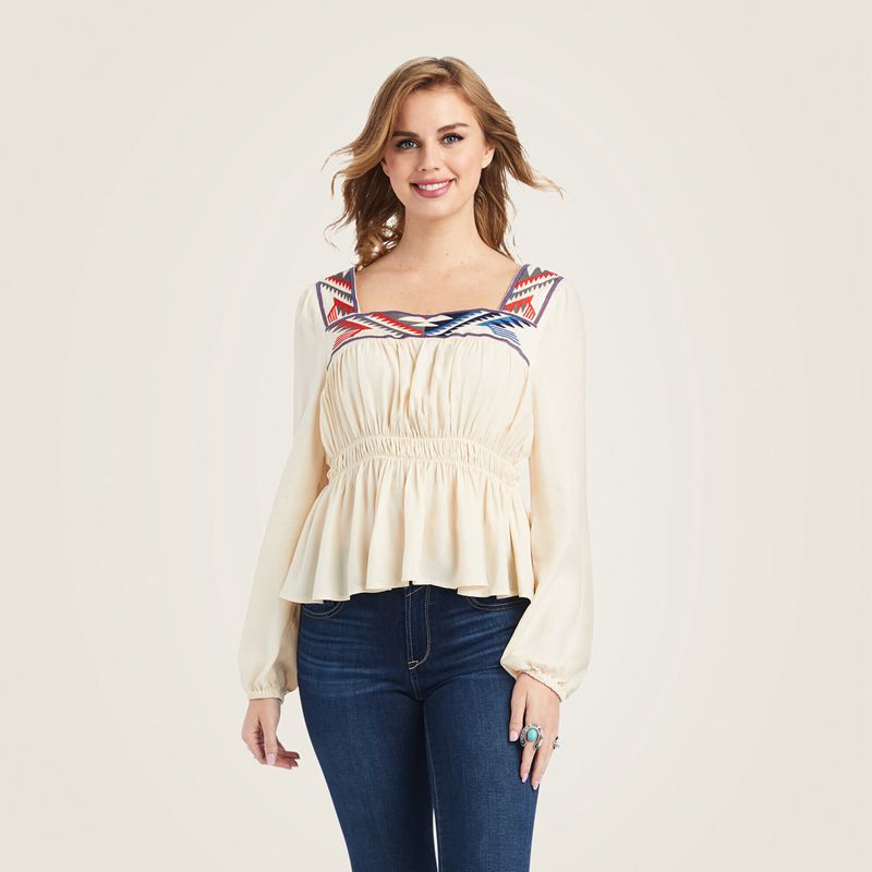 Ariat Jacquard Chimayo Top Buttercream Femme | DBF-83891541