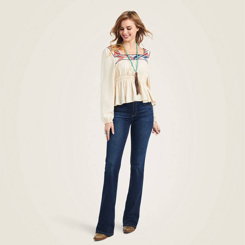 Ariat Jacquard Chimayo Top Buttercream Femme | DBF-83891541