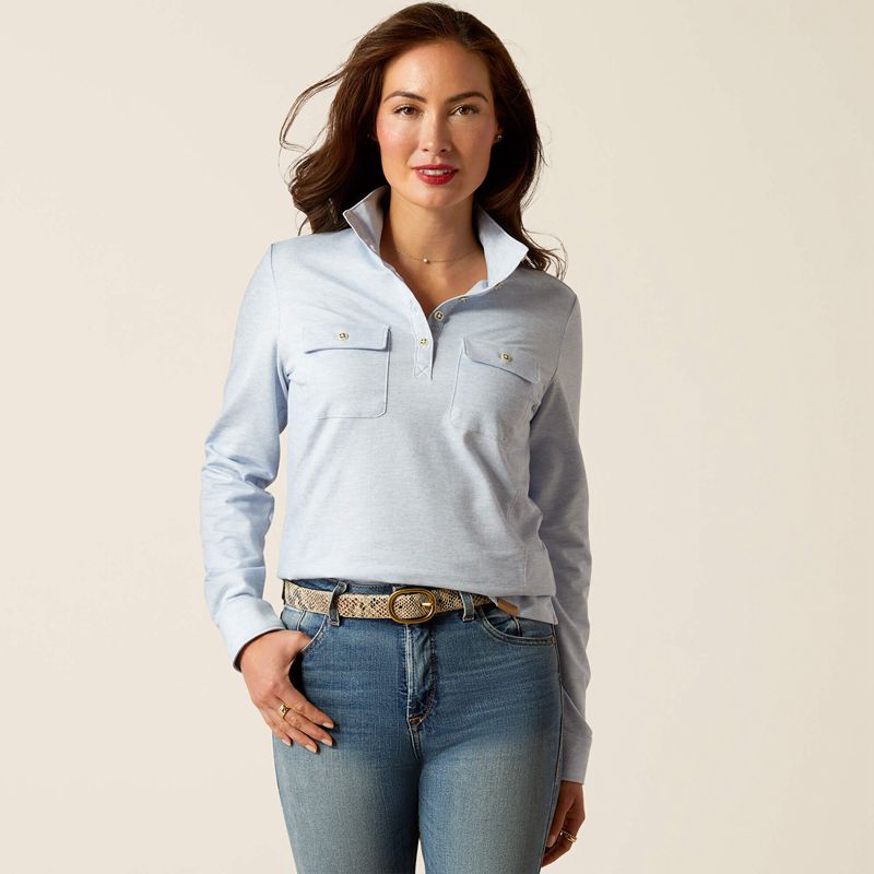 Ariat Hillcoombe Top Bleu Femme | VUM-89639144