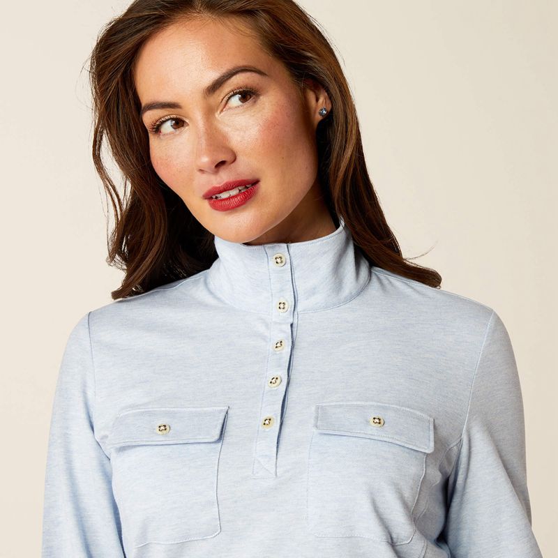 Ariat Hillcoombe Top Bleu Femme | VUM-89639144