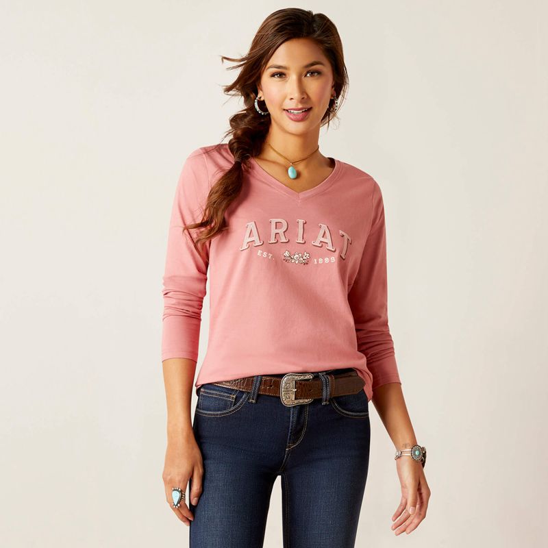 Ariat Flora Tee Rose Femme | MHN-57987705