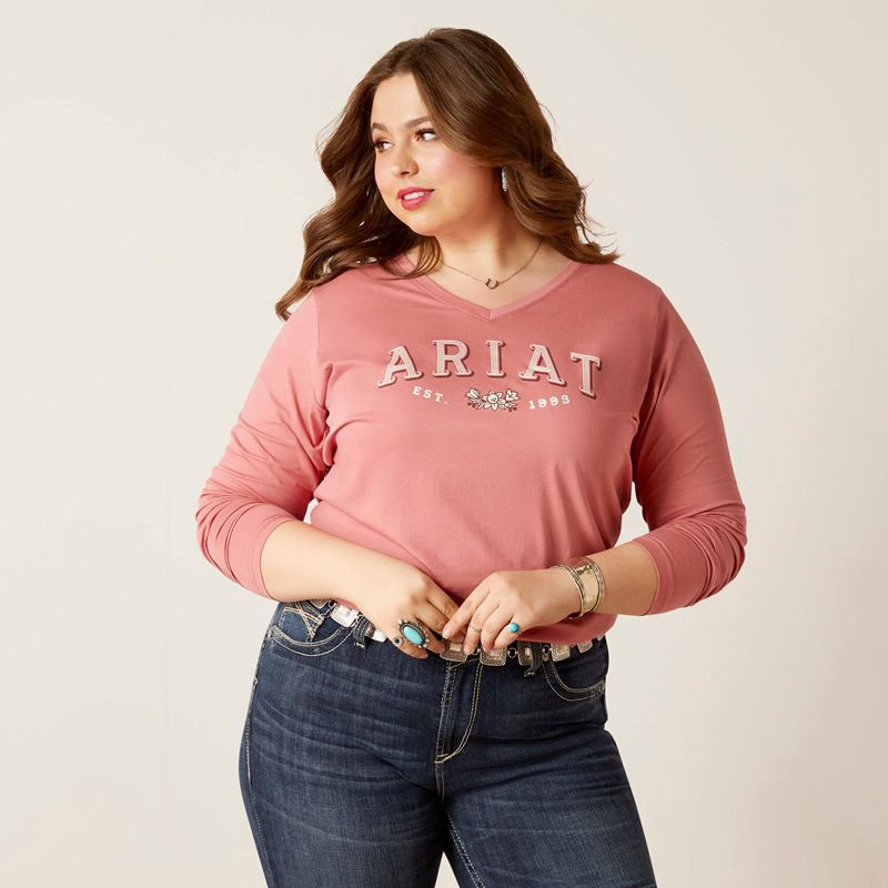 Ariat Flora Tee Rose Femme | MHN-57987705