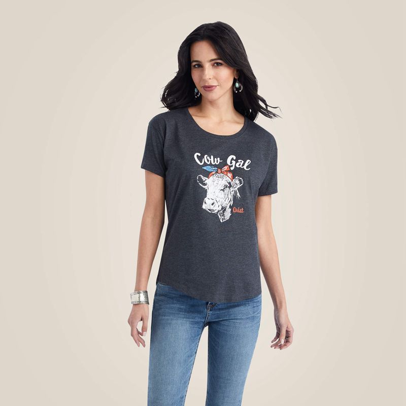 Ariat Cow Gal Tee Charcoal Heather Femme | SNT-20937186