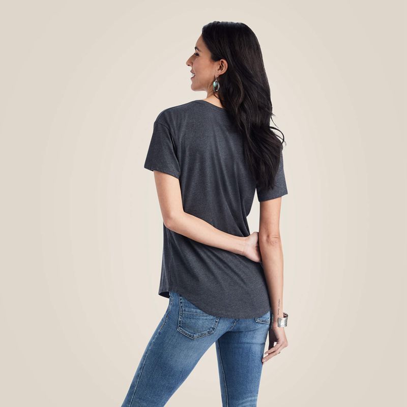 Ariat Cow Gal Tee Charcoal Heather Femme | SNT-20937186