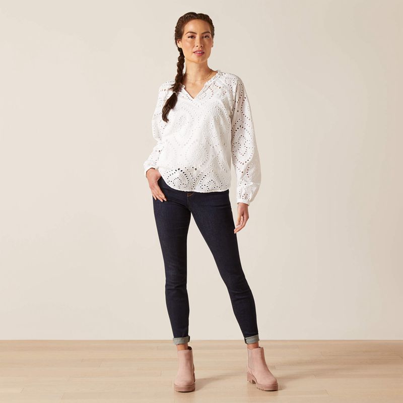 Ariat Decelea Blouse Blanche Femme | DWW-12467815