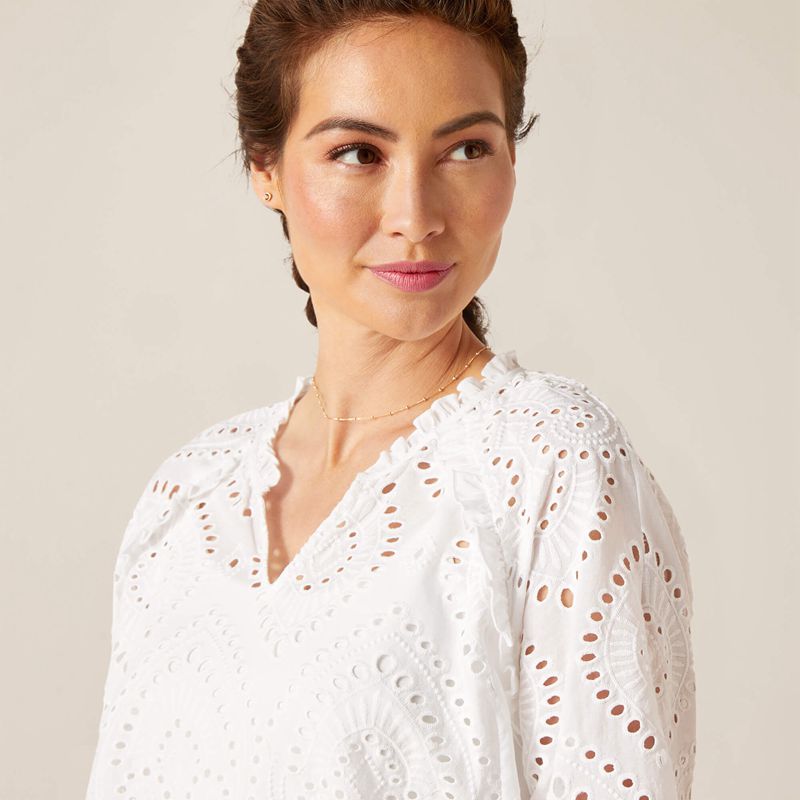 Ariat Decelea Blouse Blanche Femme | DWW-12467815