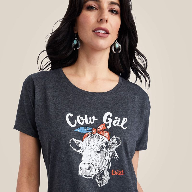 Ariat Cow Gal Tee Charcoal Heather Femme | SNT-20937186