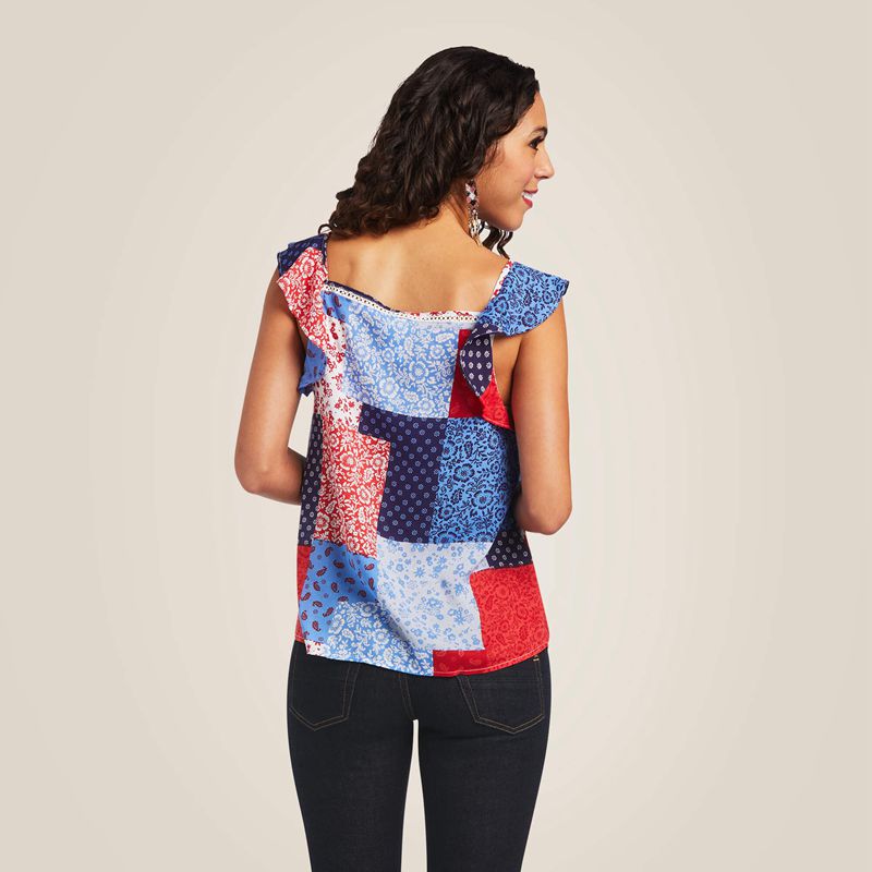 Ariat Blue Note Tank Patchwork Print Femme | YEE-64082162