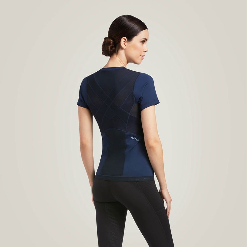 Ariat Ascent Crew Baselayer Bleu Marine Femme | ODK-36914725