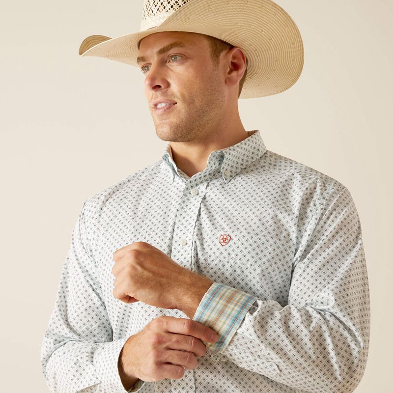 Ariat Wrinkle Free Irving Classic Fit Shirt Blanche Homme | BLX-83376146