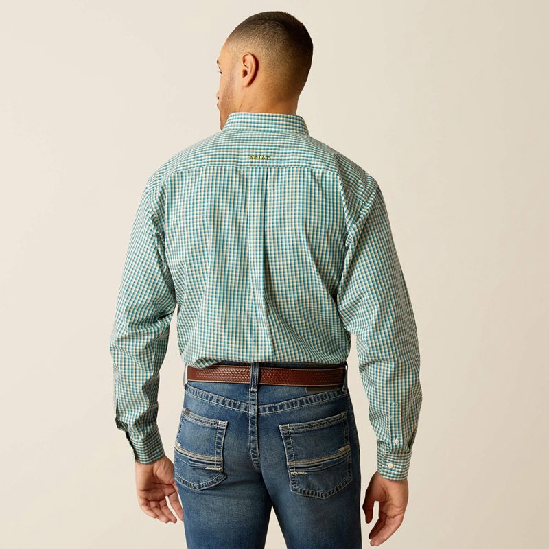 Ariat Wrinkle Free Gus Classic Fit Shirt Teal Homme | KIN-44278949