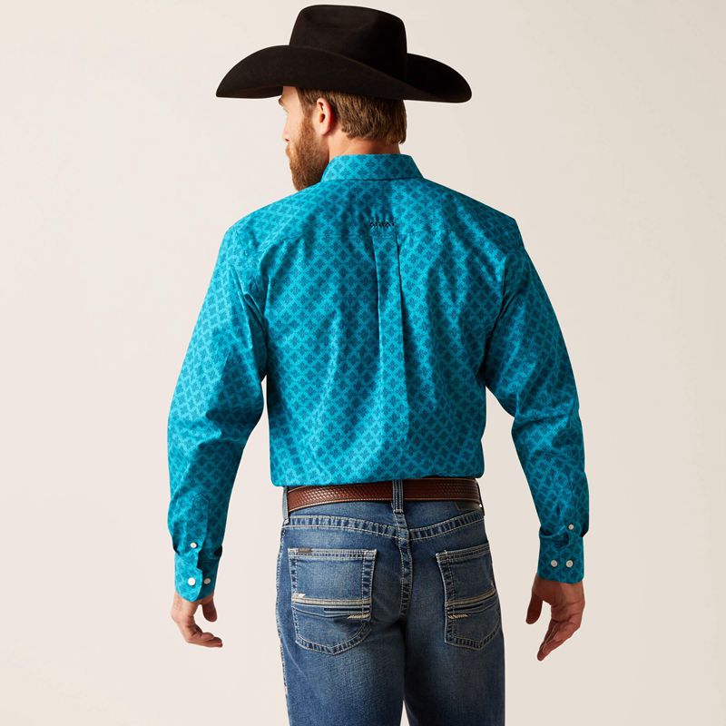 Ariat Wrinkle Free Gael Fitted Shirt Bleu Homme | ZWO-50541157