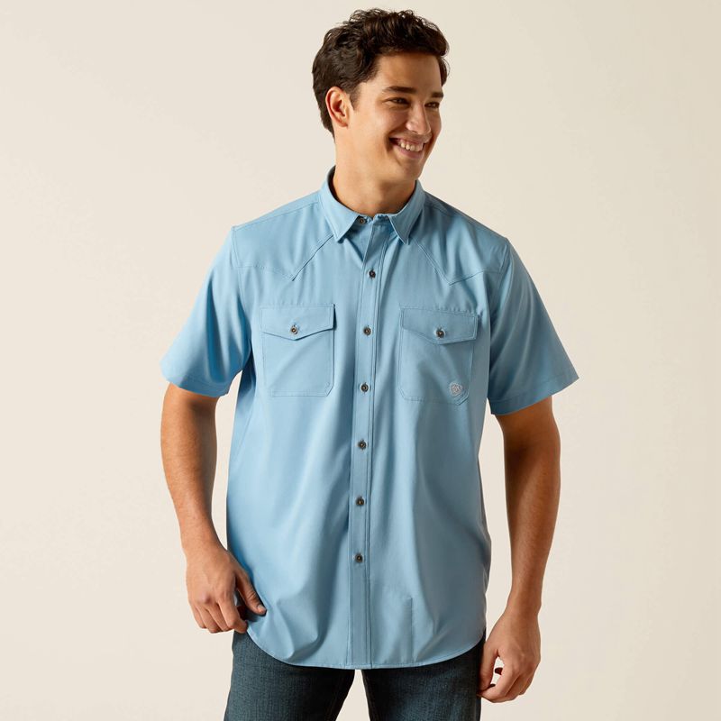 Ariat Venttek Western Fitted Shirt Bleu Homme | MDF-66204665