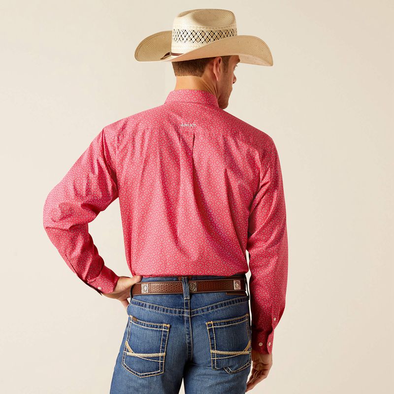 Ariat Wrinkle Free Brennan Classic Fit Shirt Rose Homme | LTM-41562162