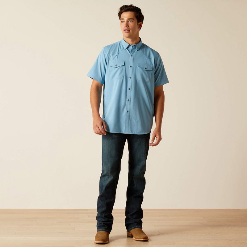 Ariat Venttek Western Fitted Shirt Bleu Homme | MDF-66204665