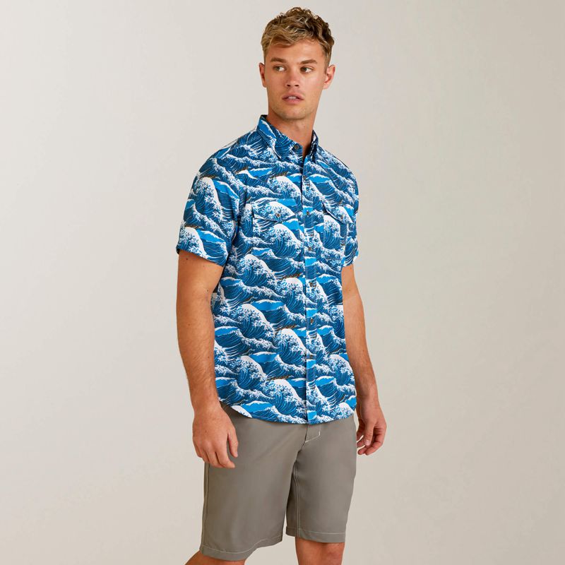 Ariat Venttek Western Aloha Fitted Shirt Hawaiian Ocean Homme | ORS-79574480