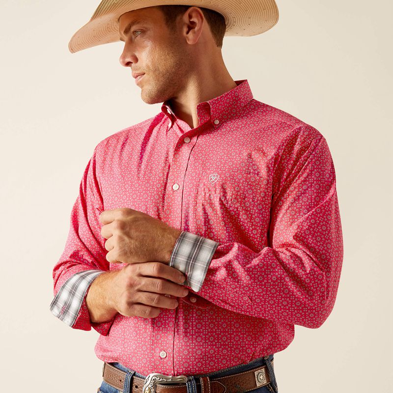 Ariat Wrinkle Free Brennan Classic Fit Shirt Rose Homme | LTM-41562162