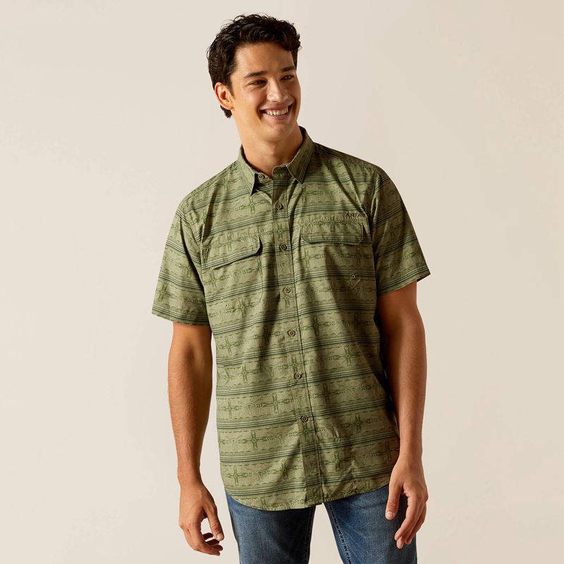 Ariat Venttek Outbound Fitted Shirt Four Leaf Clover Homme | IJD-83674599