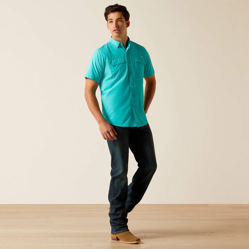 Ariat Venttek Outbound Fitted Shirt Turquoise Homme | TGB-34215724