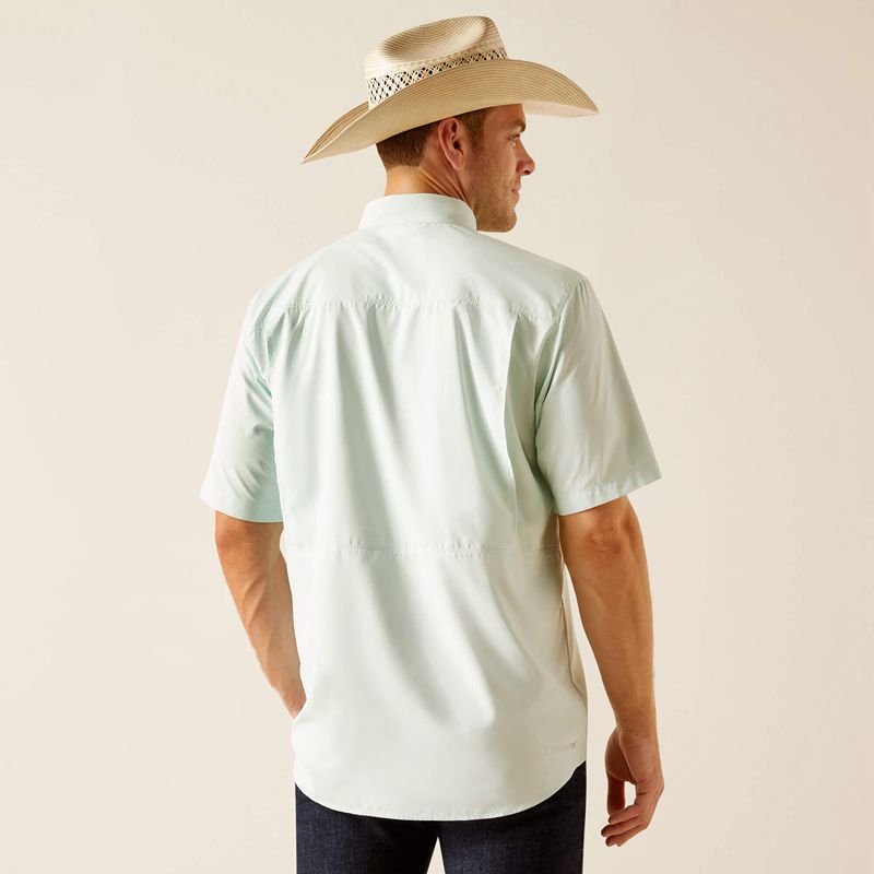 Ariat Venttek Outbound Classic Fit Shirt Bleached Aqua Homme | YND-06759795