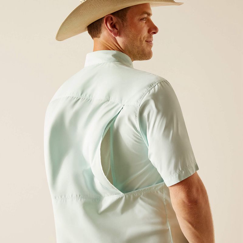 Ariat Venttek Outbound Classic Fit Shirt Bleached Aqua Homme | YND-06759795