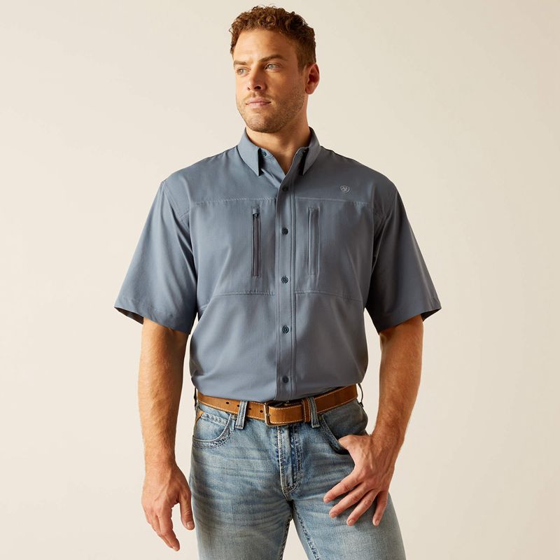 Ariat Venttek Classic Fit Shirt Bleu Homme | YBL-76293262