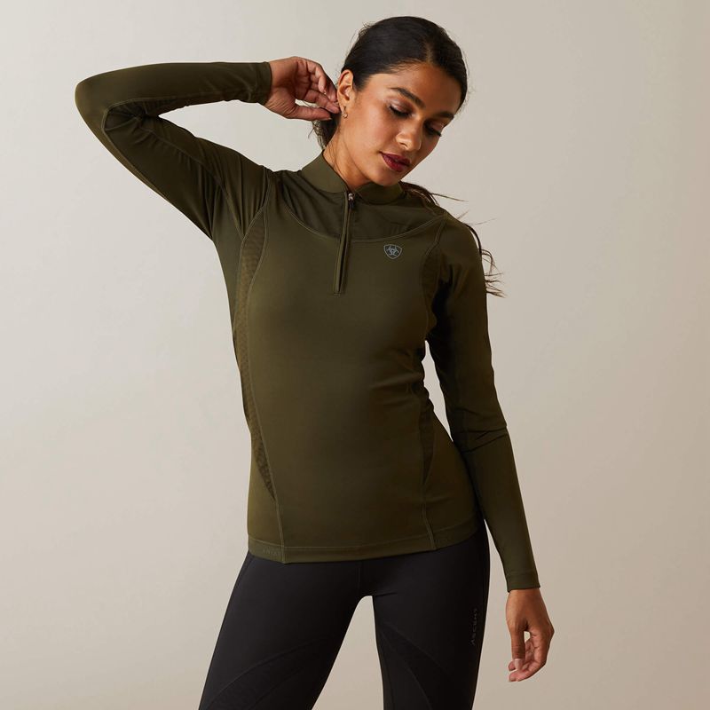 Ariat Ascent 1/4 Zip Baselayer Relic Femme | UBE-53842310