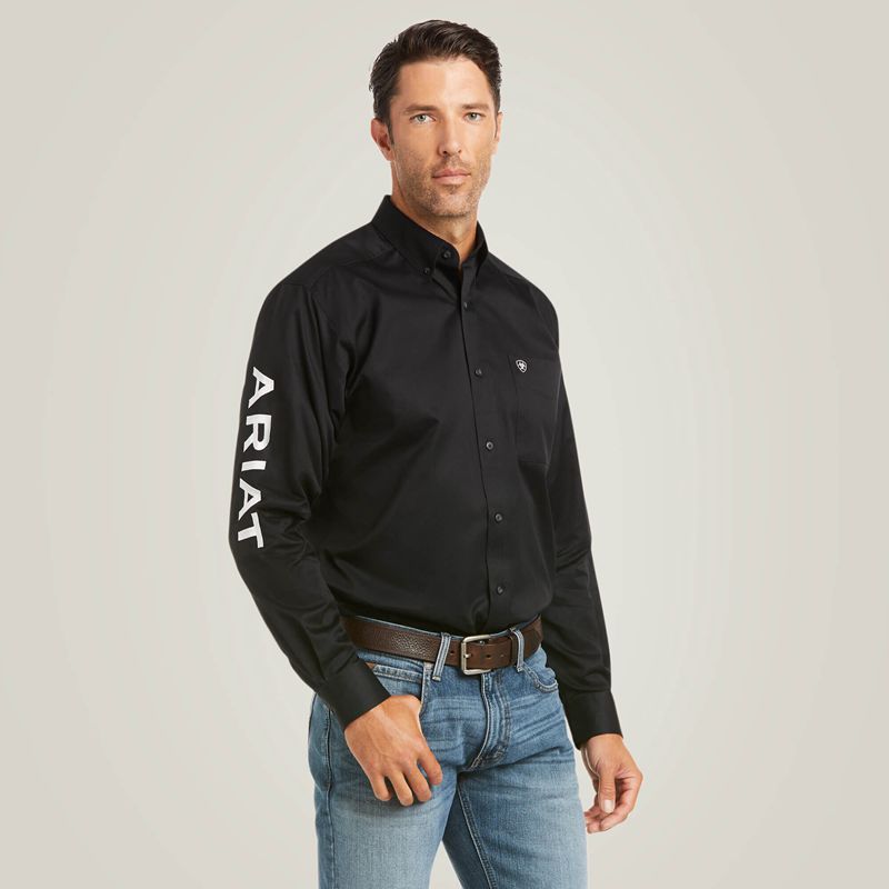 Ariat Team Logo Twill Fitted Shirt Black/White Homme | JPP-60061539