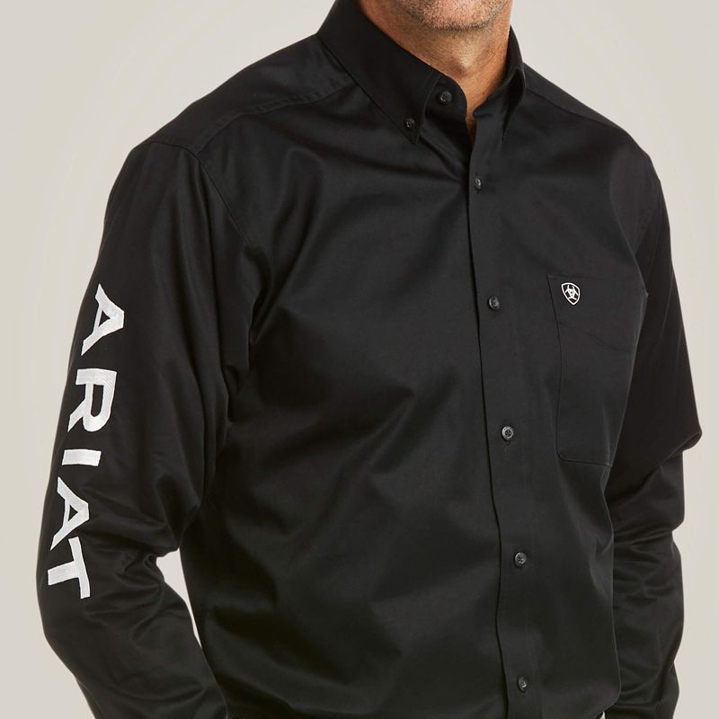 Ariat Team Logo Twill Fitted Shirt Black/White Homme | JPP-60061539