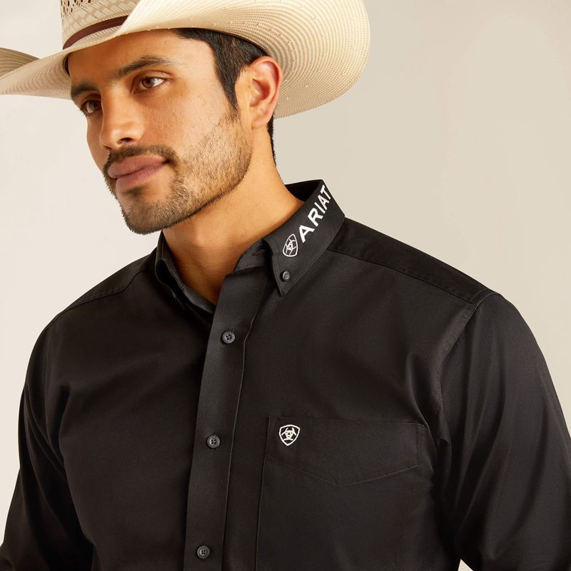 Ariat Team Logo Twill Fitted Shirt Black/Mexico Homme | UIQ-14466966