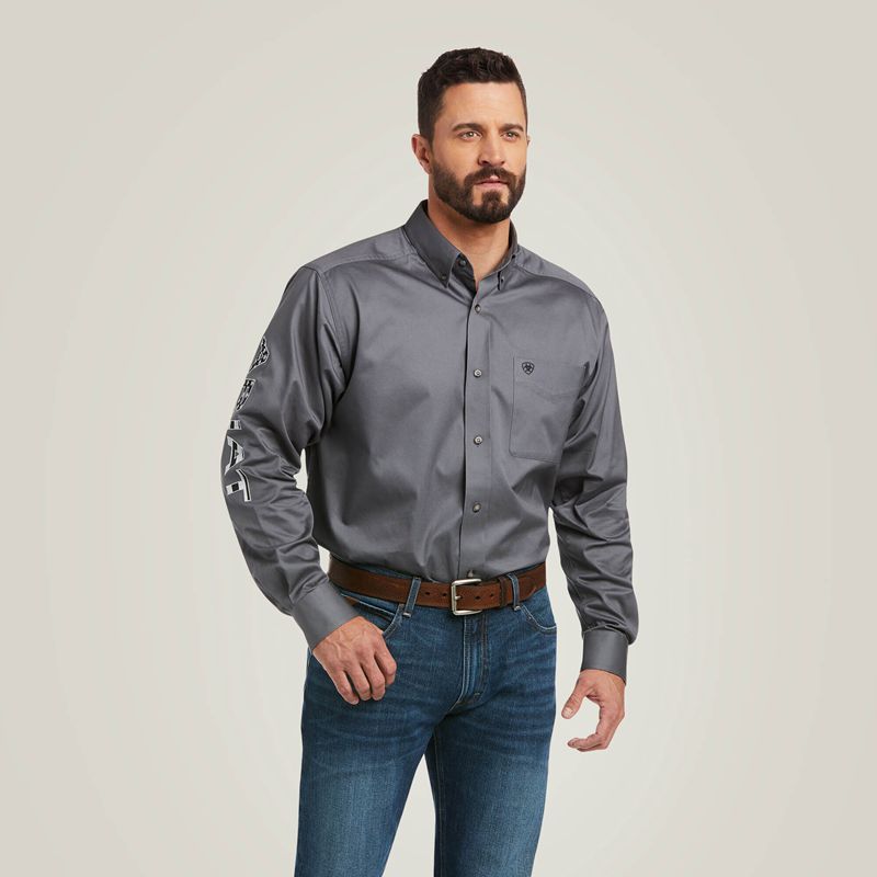 Ariat Team Logo Twill Classic Fit Shirt Quiet Shade Homme | TRI-88884077