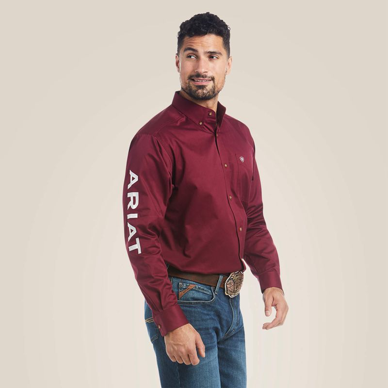 Ariat Team Logo Twill Classic Fit Shirt Bordeaux Homme | YJA-01429369