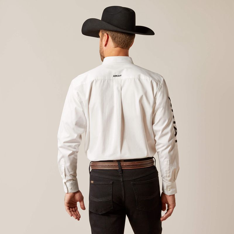 Ariat Team Logo Twill Classic Fit Shirt White/Black Homme | XOX-85893288