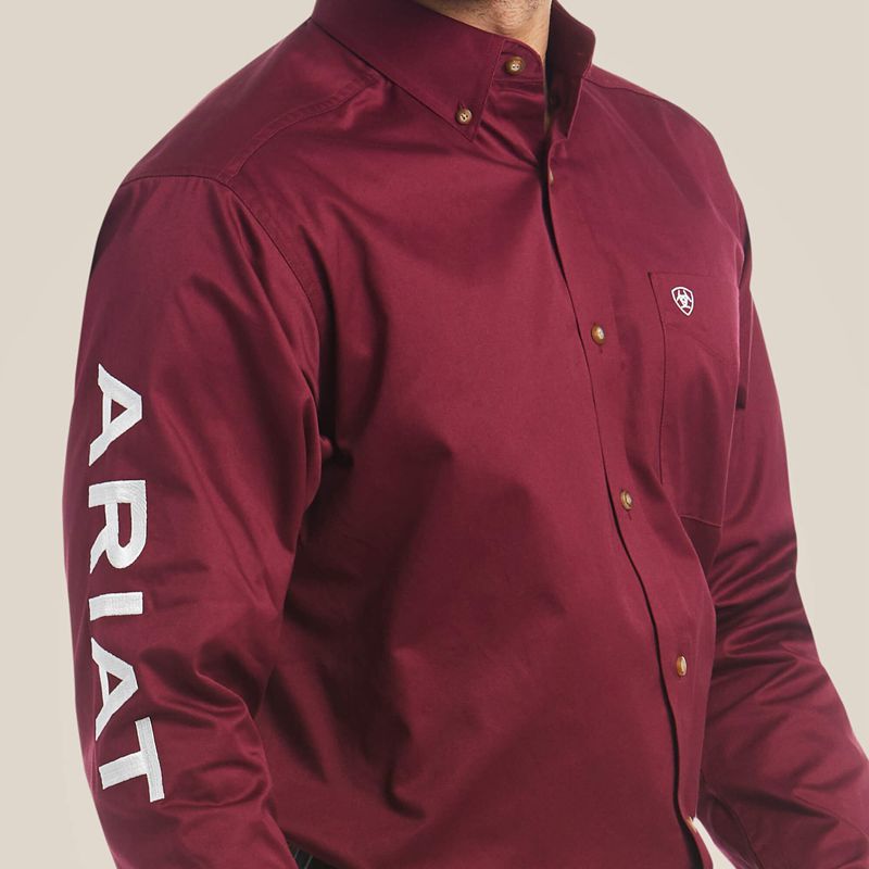 Ariat Team Logo Twill Classic Fit Shirt Bordeaux Homme | YJA-01429369