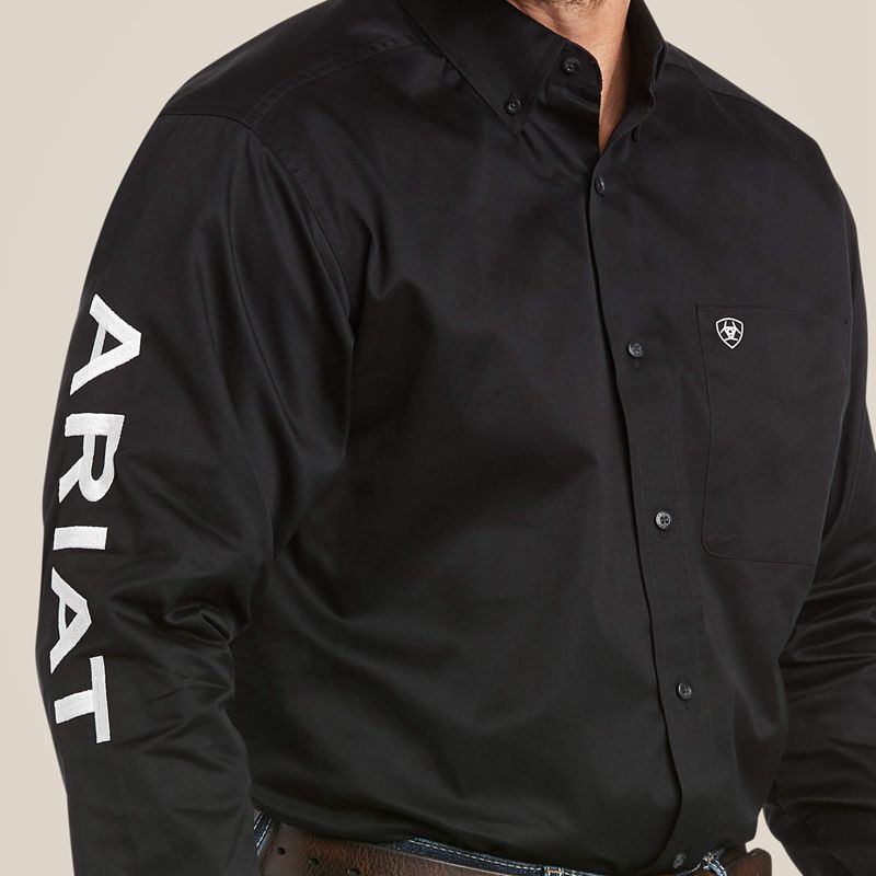 Ariat Team Logo Twill Classic Fit Shirt Black/White Homme | WWU-59409956