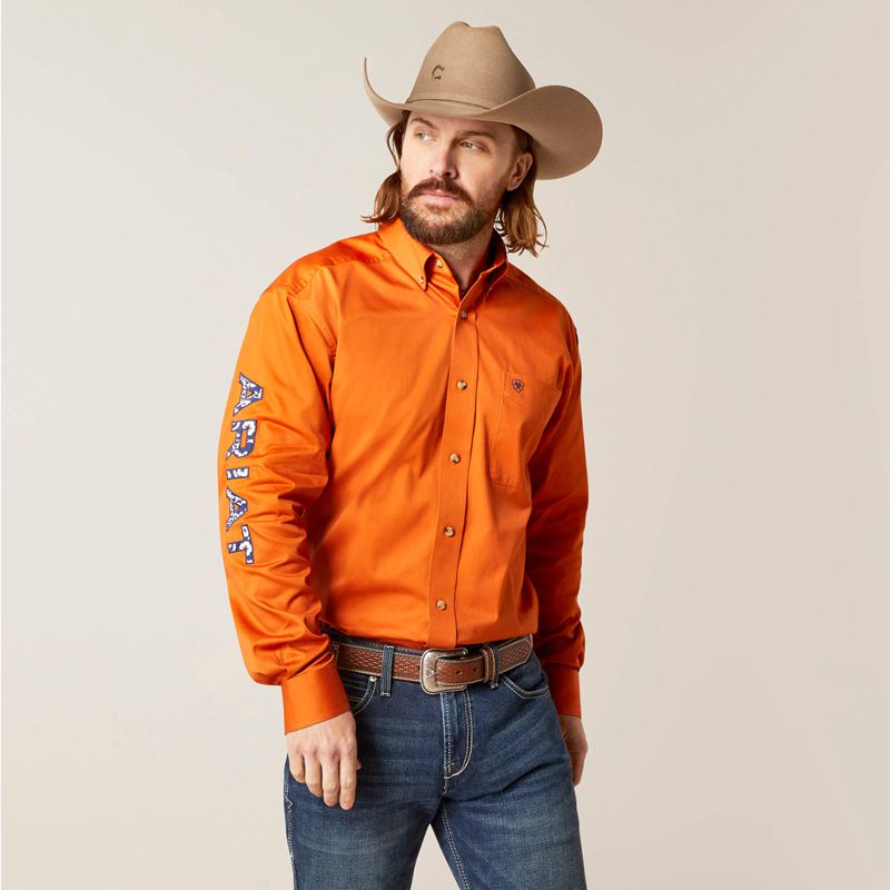 Ariat Team Logo Twill Classic Fit Shirt Rust Homme | NDE-83712035